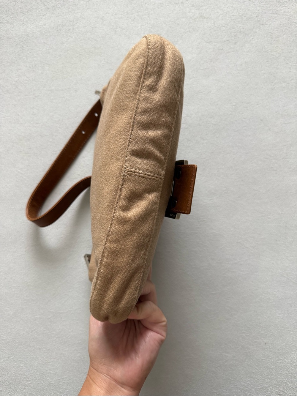 Vintage Fendi Brown Wool Baguette Shoulder Bag - Picture 5 of 10